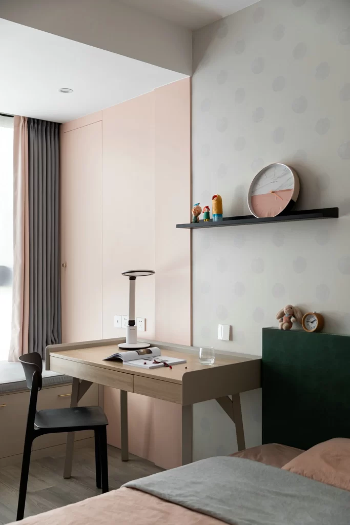 Bedroom Modern Minimalist Pastel Pink Grey Neutral Wood
