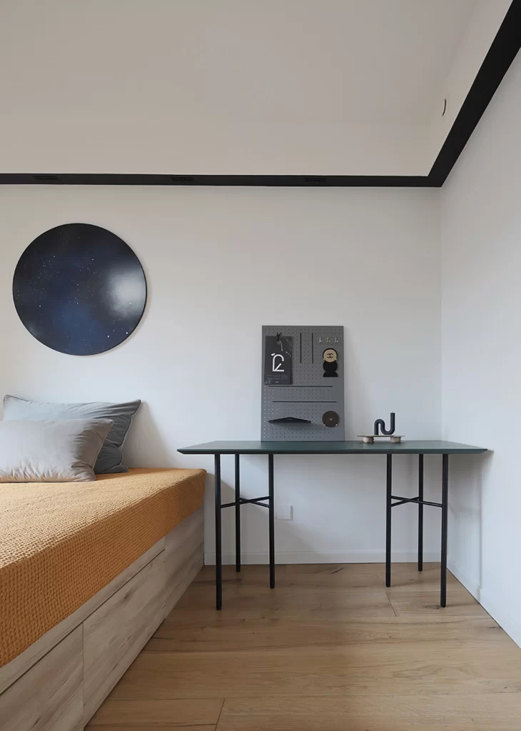 Bedroom Modern Minimalist White Black Yellow Wood