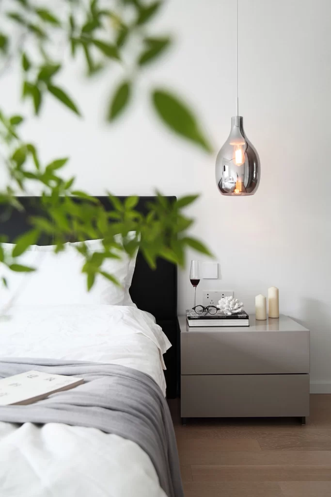 Bedroom Modern Minimalist White Grey Greenery