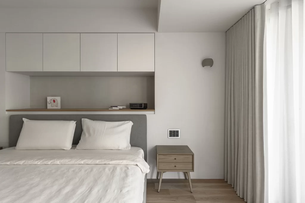 Bedroom Modern Minimalist White Neutral Grey Wood