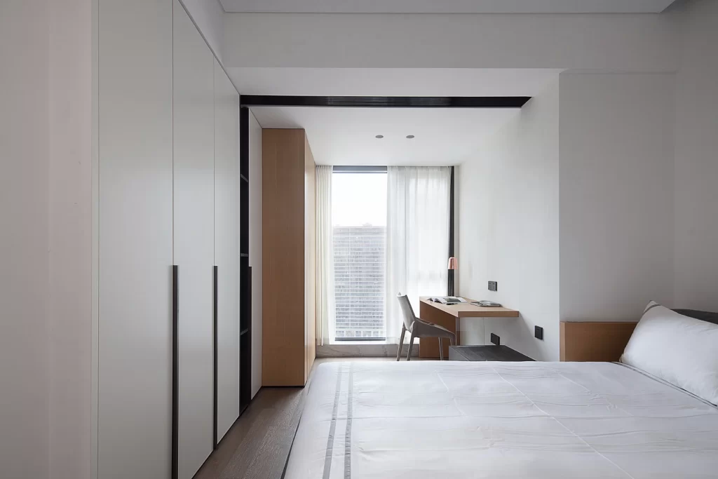 Bedroom Modern Minimalist White Neutral Wood Accents