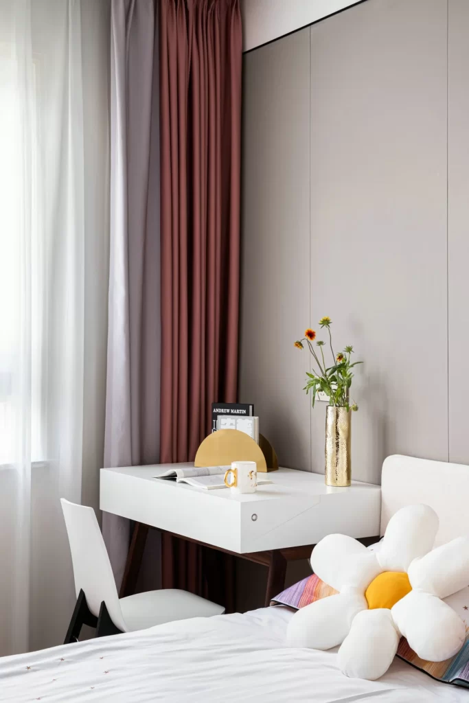 Bedroom Modern Minimalist White Soft Pastels Gold Accents