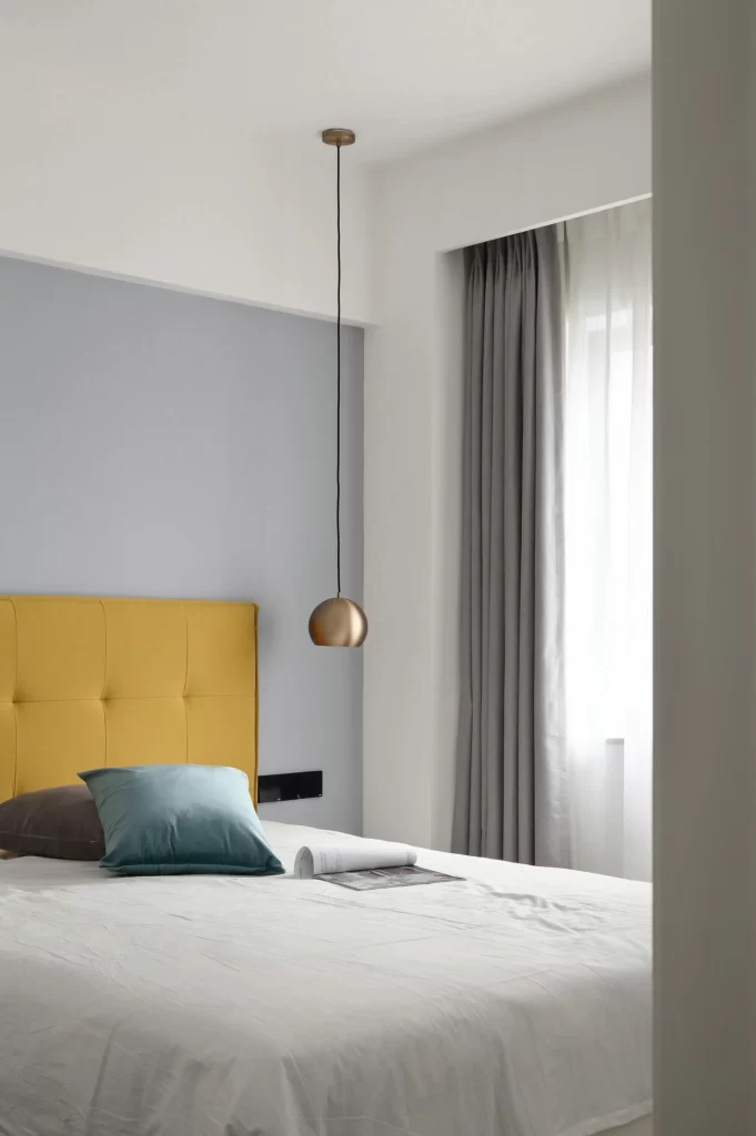 Bedroom Modern Minimalist Yellow Grey White Neutral