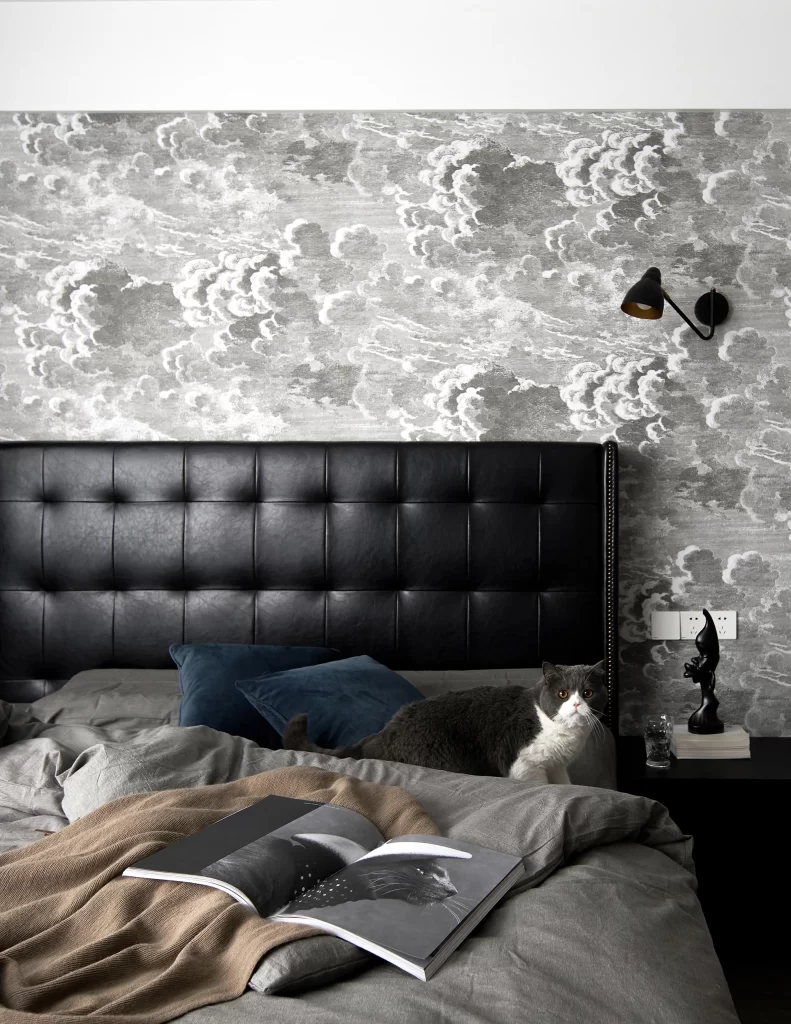 Bedroom Modern Monochrome Black White Gray Patterned Wallpaper