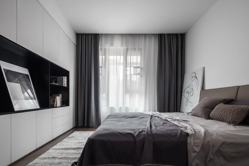 Bedroom Modern Monochrome Neutral Dark Wood