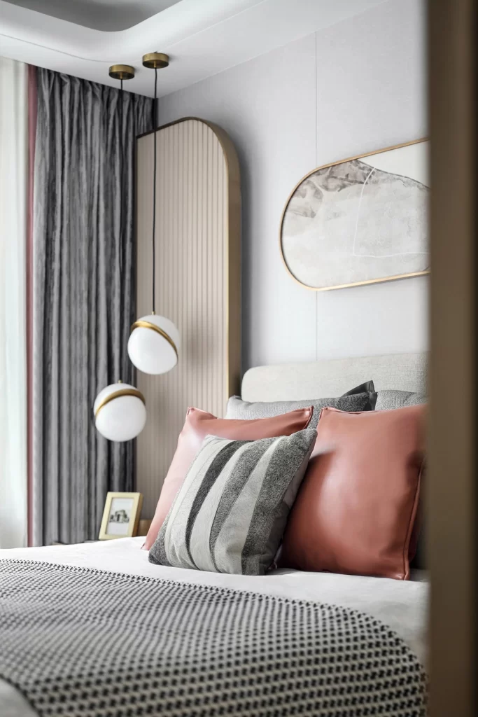Bedroom Modern Neutral Beige Gray Pink Textured Accents
