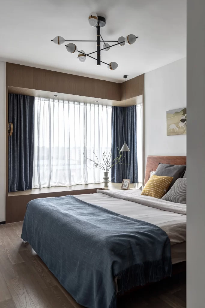 Bedroom Modern Neutral Blue White Wood