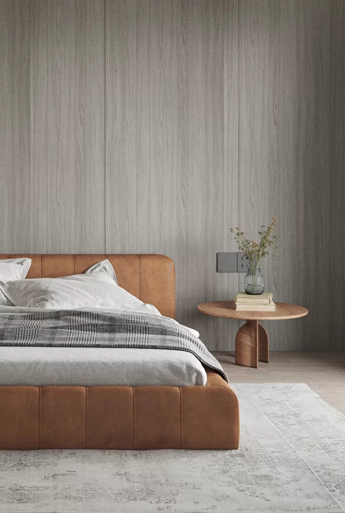 Bedroom Modern Neutral Brown Gray Wood