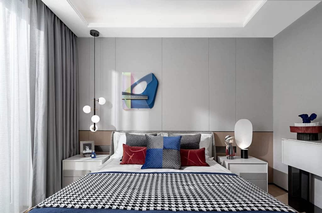 Bedroom Modern Neutral Color Scheme Geometric Patterns