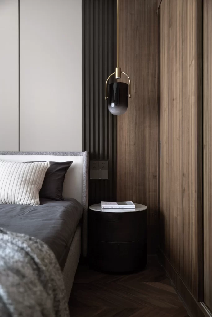 Bedroom Modern Neutral Dark Wood Black White
