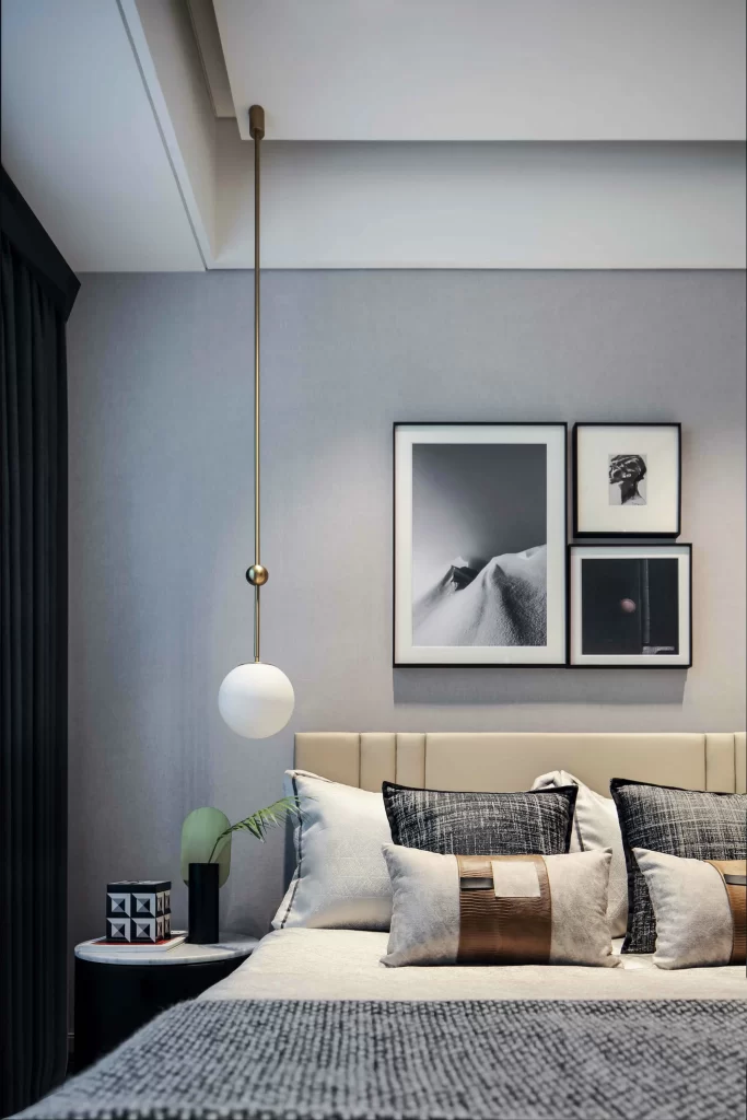 Bedroom Modern Neutral Gray Beige Textured Accents
