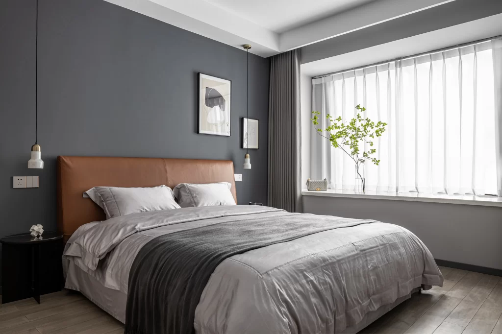 Bedroom Modern Neutral Gray White Wood