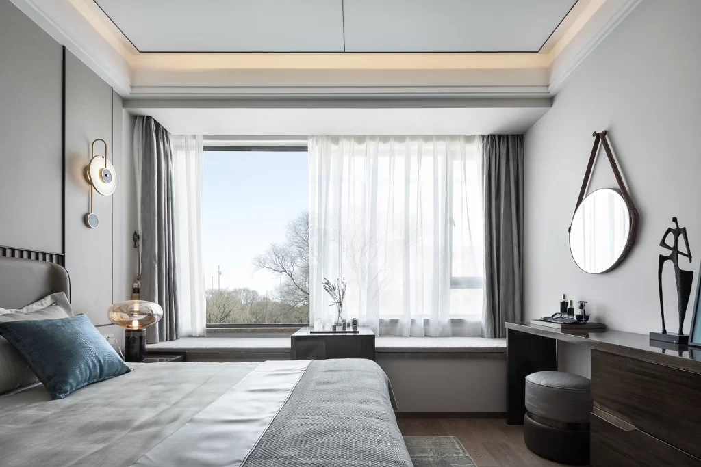 Bedroom Modern Neutral Grey White Wood