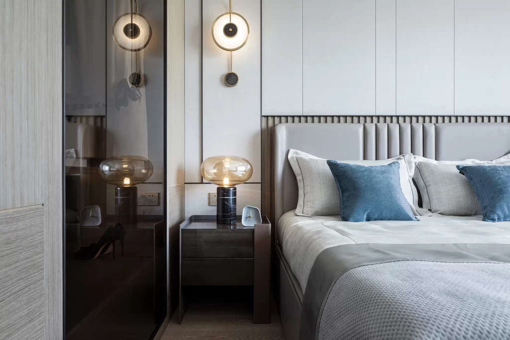 Bedroom Modern Neutral Light Grey Blue Accents Minimalist