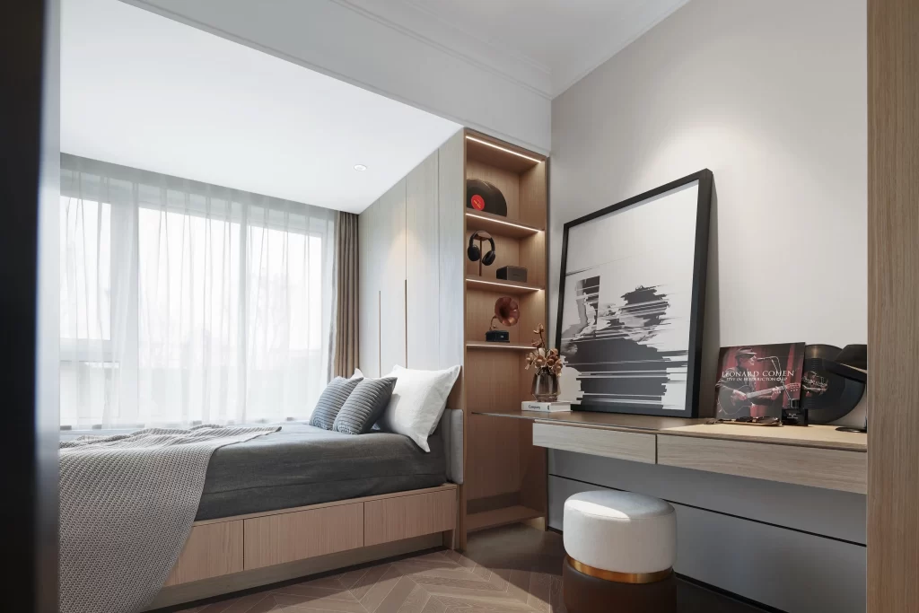 Bedroom Modern Neutral Light Wood Abstract Art