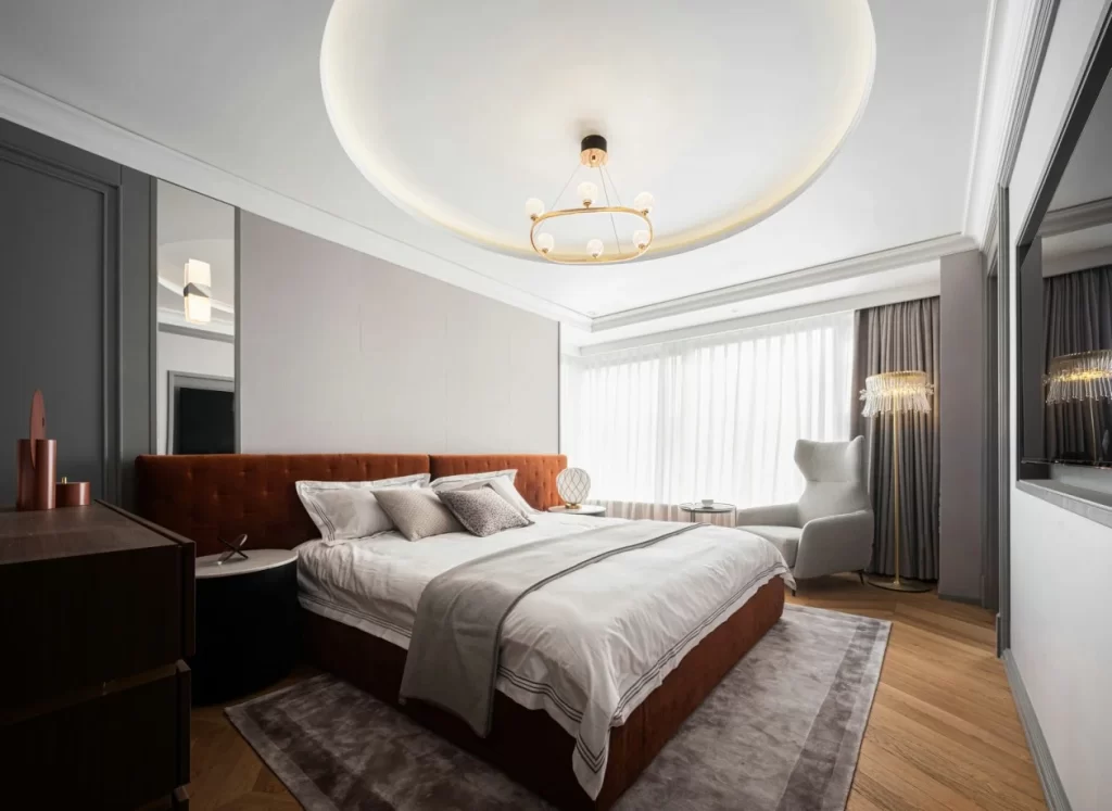 Bedroom Modern Neutral Warm Tones Soft Lighting