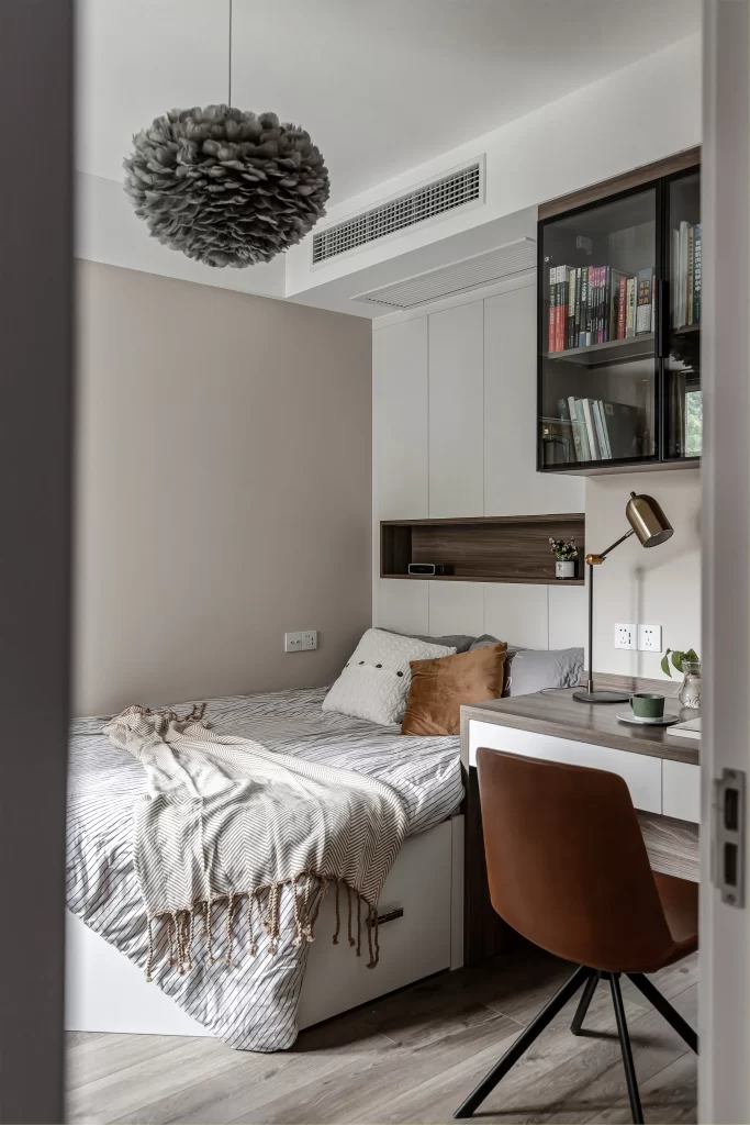Bedroom Modern Neutral White Beige Wood Accents