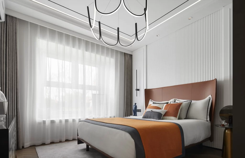 Bedroom Modern Neutral White Gray Orange