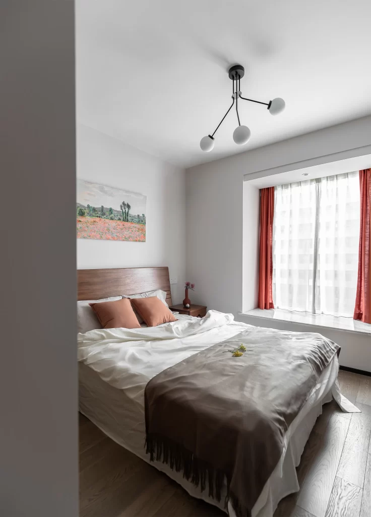 Bedroom Modern Neutral White Wood Accents
