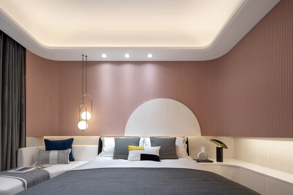 Bedroom Modern Pink White Black Yellow Geometric