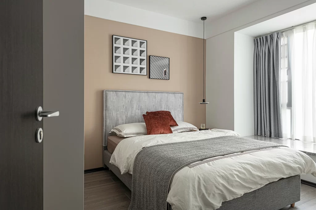 Bedroom Neutral Beige Gray White Textured Accents
