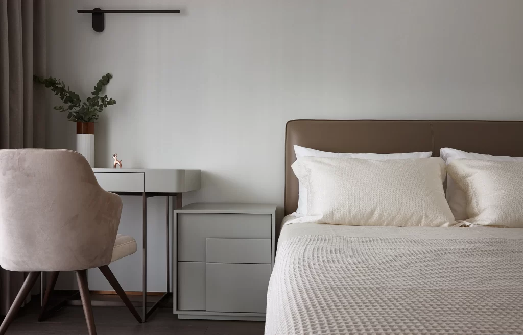 Bedroom Neutral Beige Taupe Textured Fabric Simple