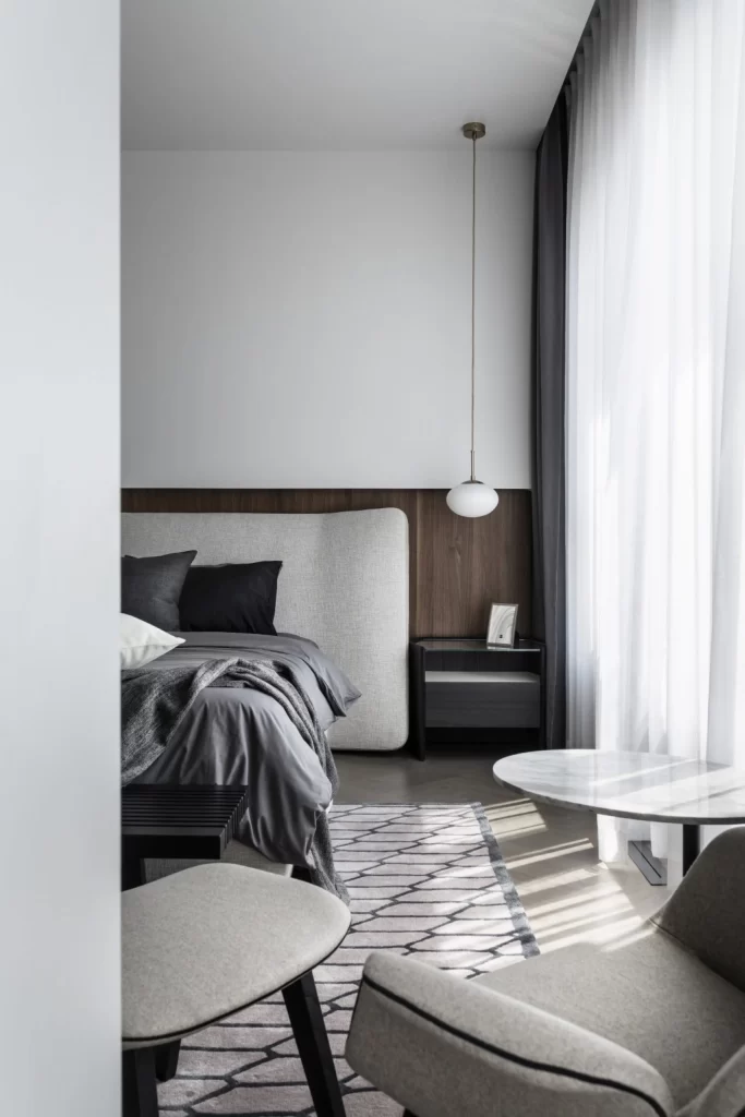 Bedroom Neutral Tones Minimalist Modern Wood Accents