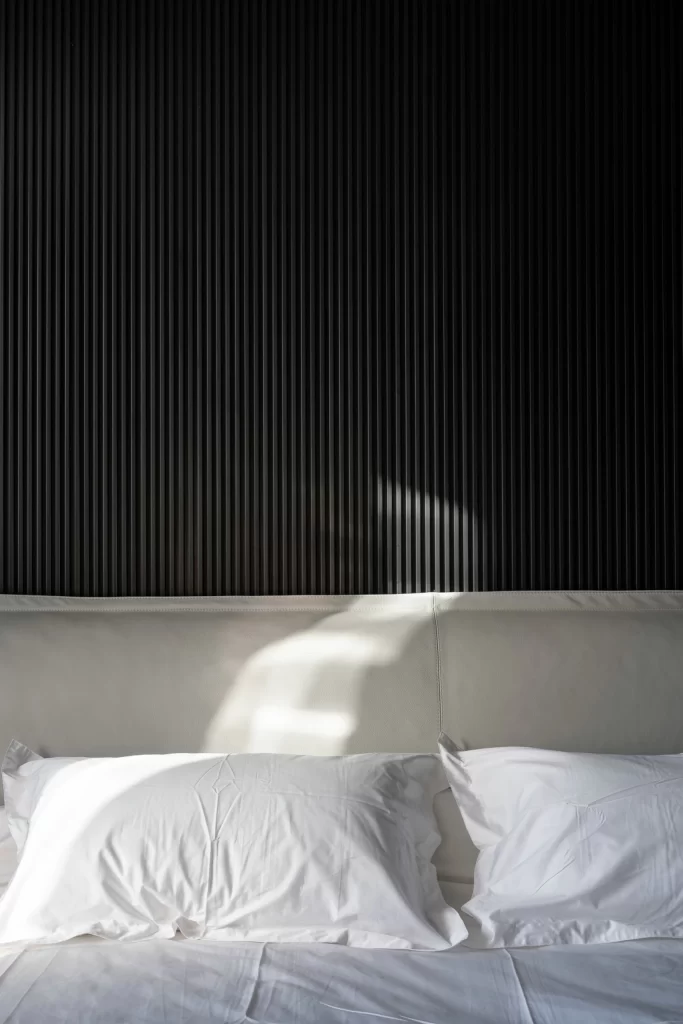 Bedroom Neutral White Black Textured Headboard