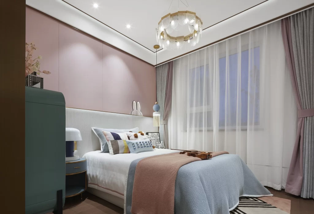 Bedroom Pastel Pink White Blue Soft Textures