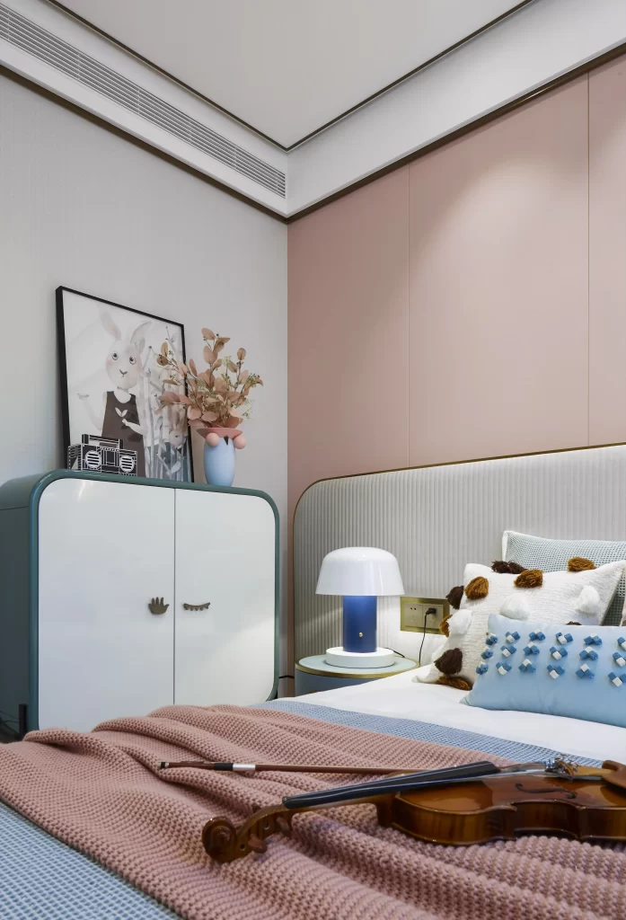 Bedroom Pastel Pink White Blue Soft Textures Cozy