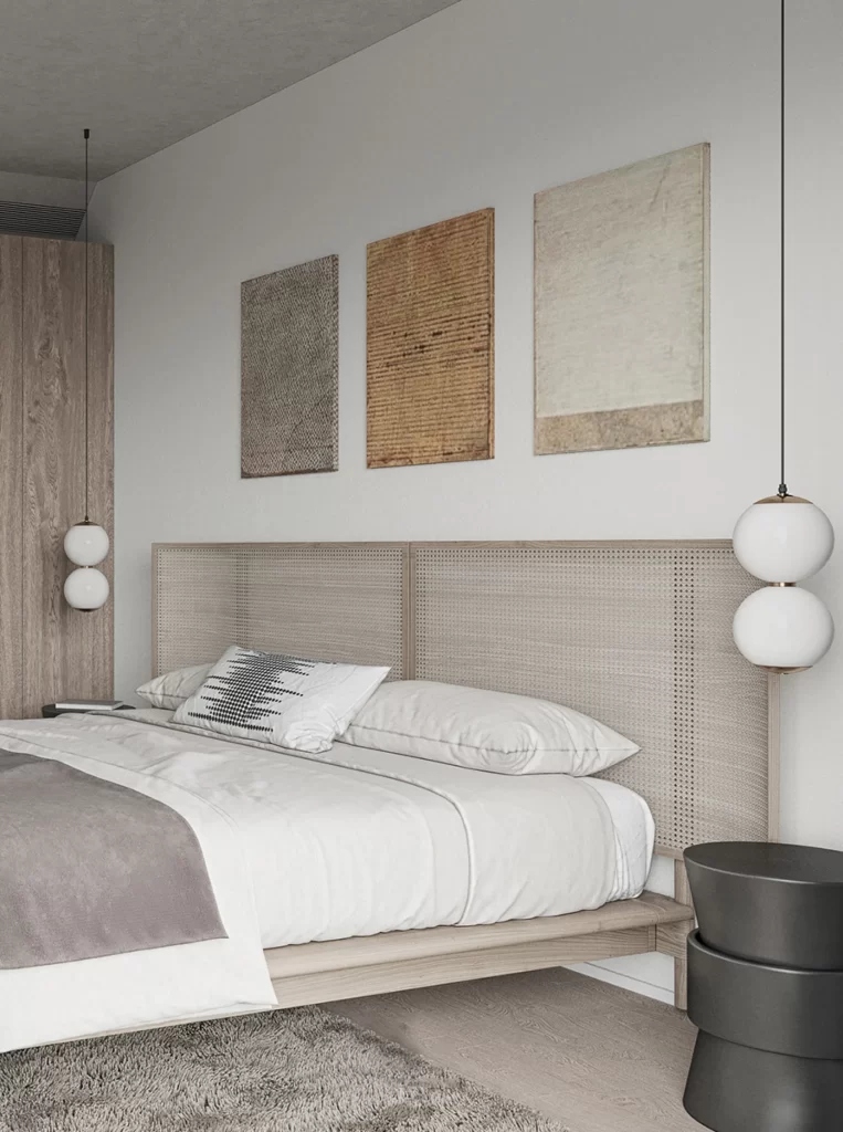Bedroom Scandinavian Neutral Light Wood Textured Minimalist