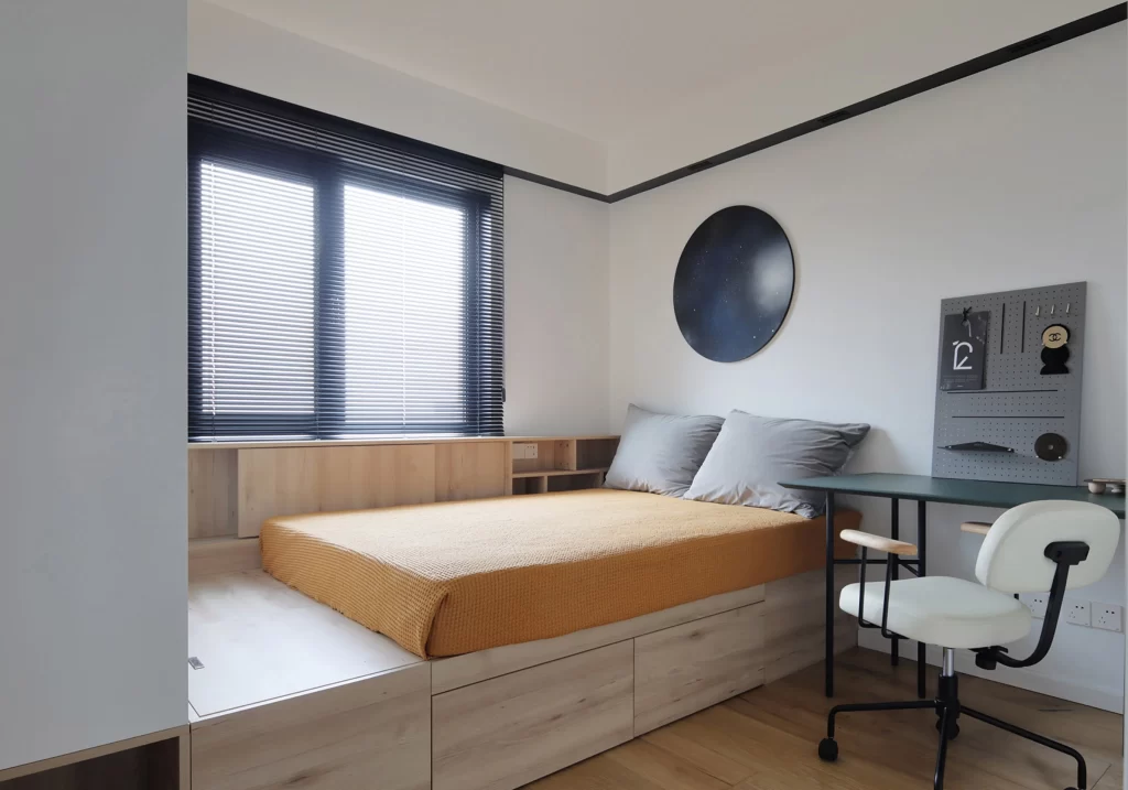 Bedroom Scandinavian Neutral White Wood Black