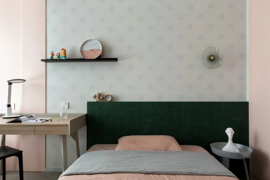Bedroom Scandinavian Pastel Green Pink White