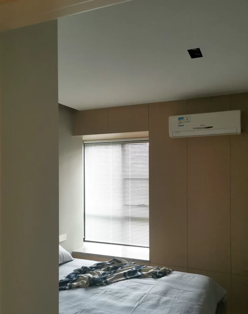 Bedroom Simple Neutral Light Wood Air Conditioning Window