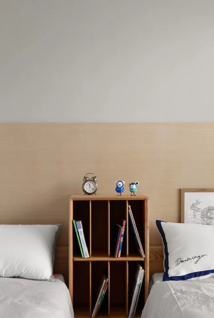 Bedroom Simple Neutral Light Wood Bookshelf