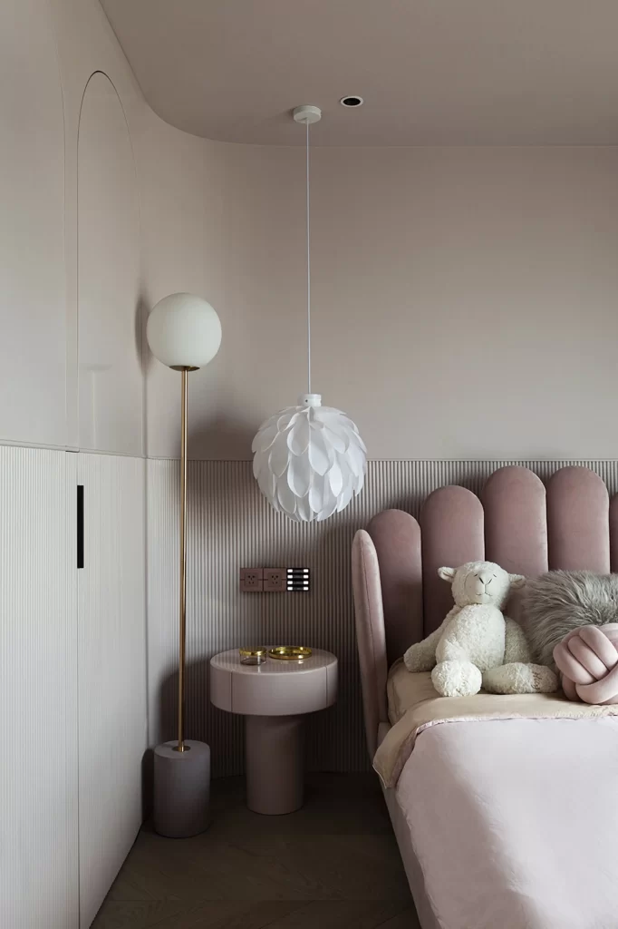 Bedroom Soft Pink Modern Minimalist White Pendant Lamp Plush Toys