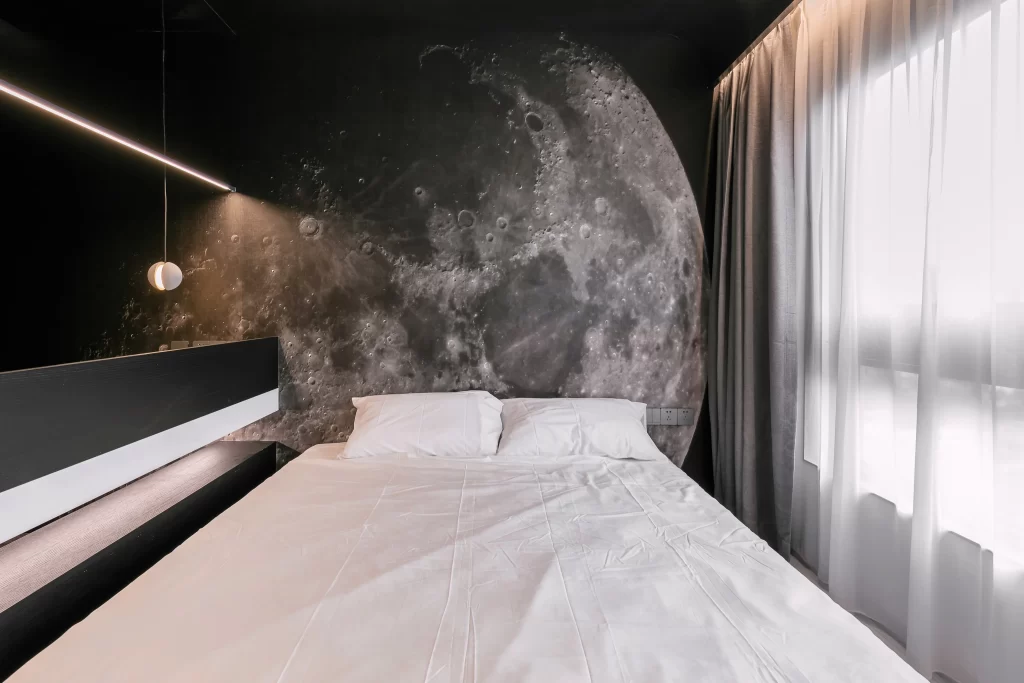 Bedroom Space-themed Black And White Modern Minimalist