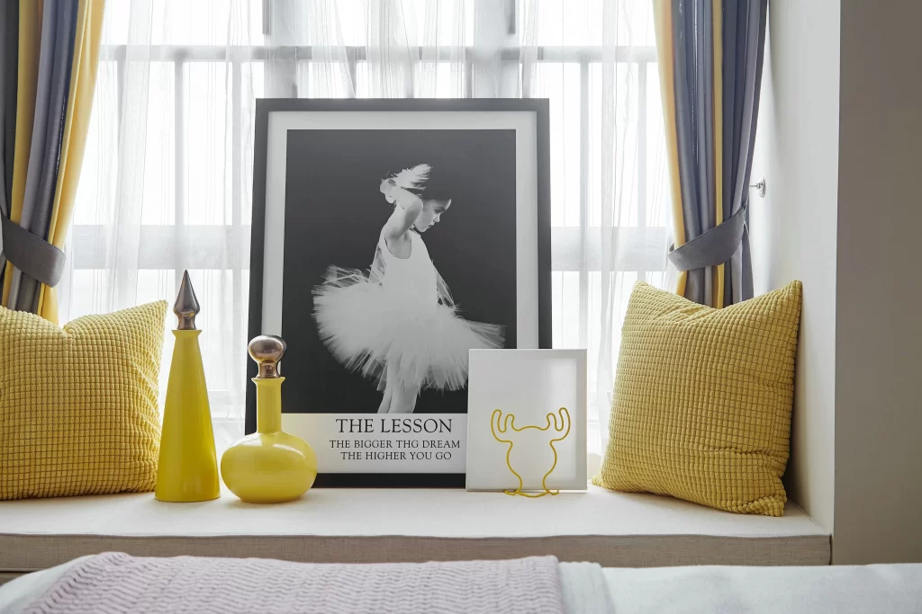 Bedroom Yellow Cushions Black And White Decorative Objects