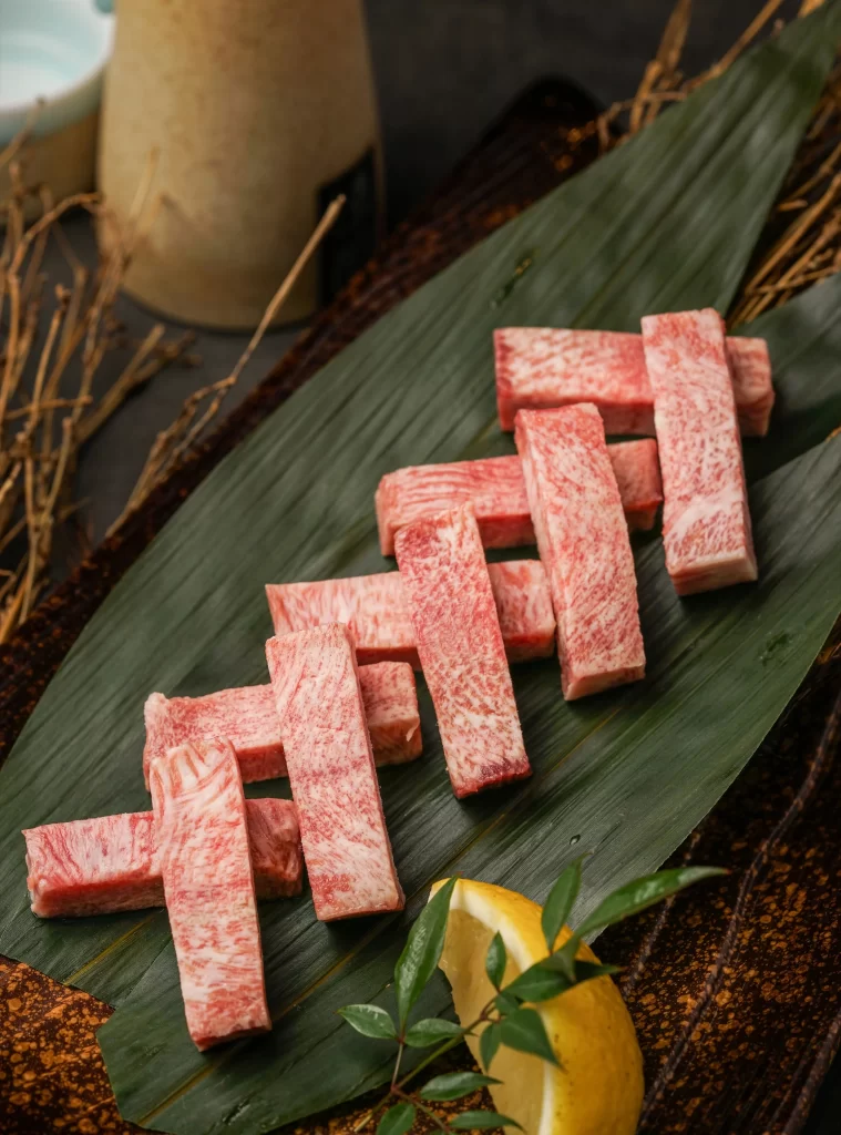Marinated Beef Ribeye Reddish Pink Medium Rare Fat Marbling