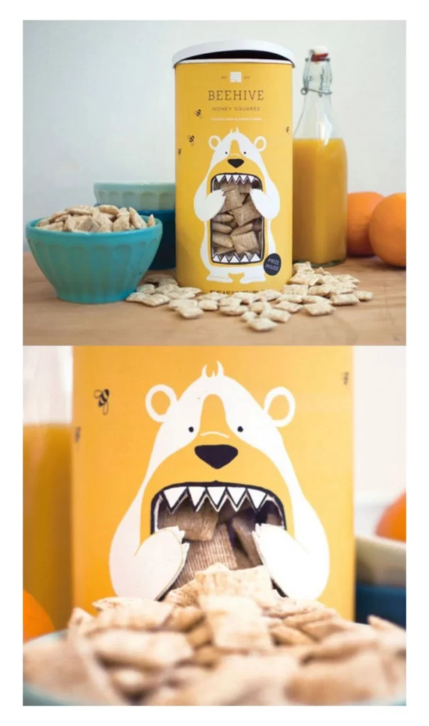 Beehive Honey Squares Pet Treats Yellow Bear Illustration