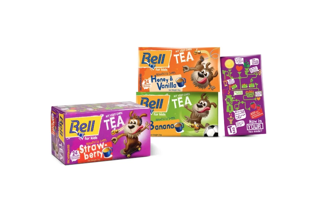 Bell Tea Kids Strawberry Honey Vanilla Colorful Illustration