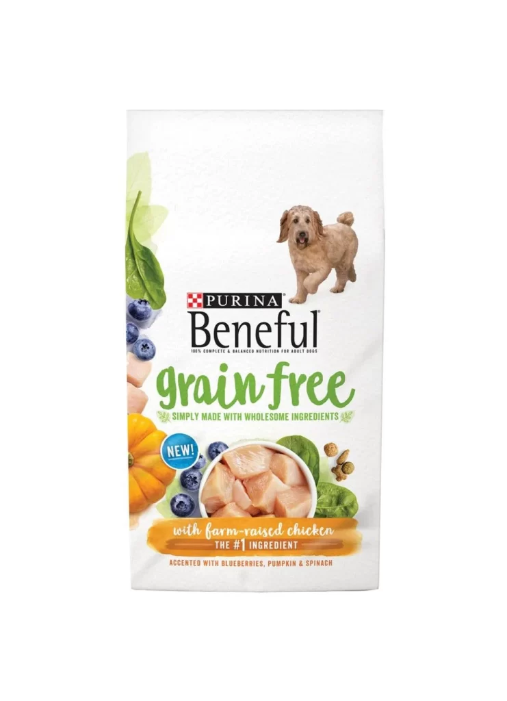 Beneful Dog Food Grainfree Chicken Green White Illustration