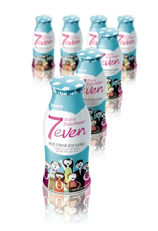 Beverage Bottle Blue Pink Family Illustration Design