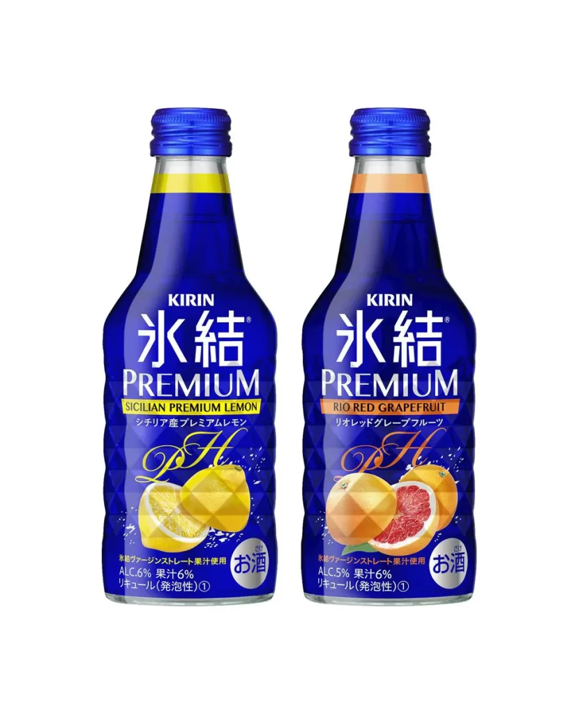 Beverage Bottle Blue Premium Lemon Grapefruit Design