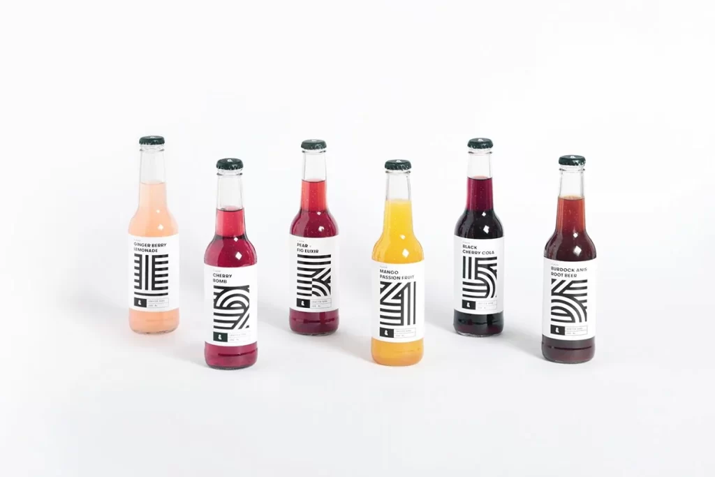 Beverage Bottles Black White Minimalist Label Design