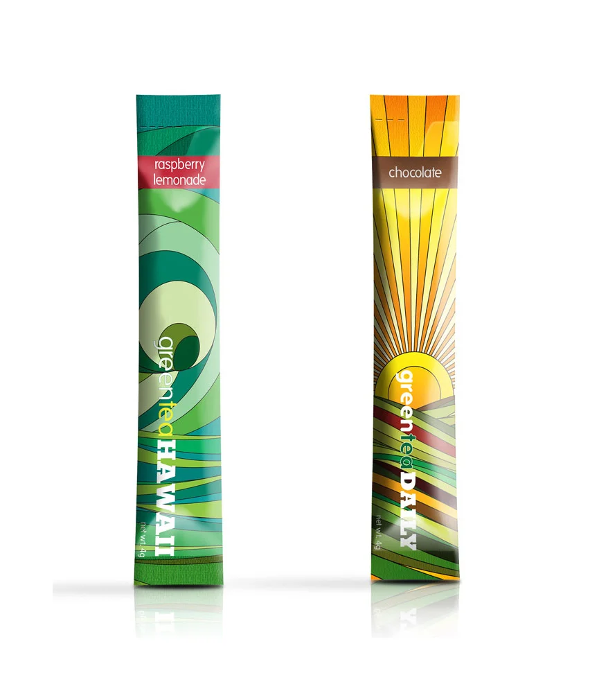 Beverage Packaging Green Tea Vibrant Colorful Minimalist Design