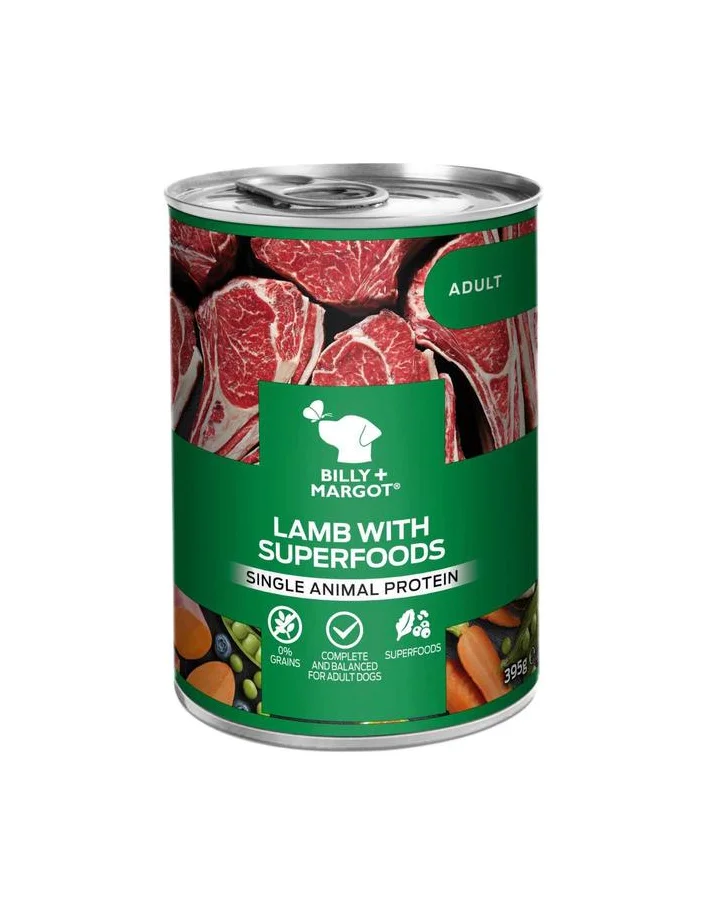 Billy+Margot Dog Food Lamb Superfoods Green Can Meat