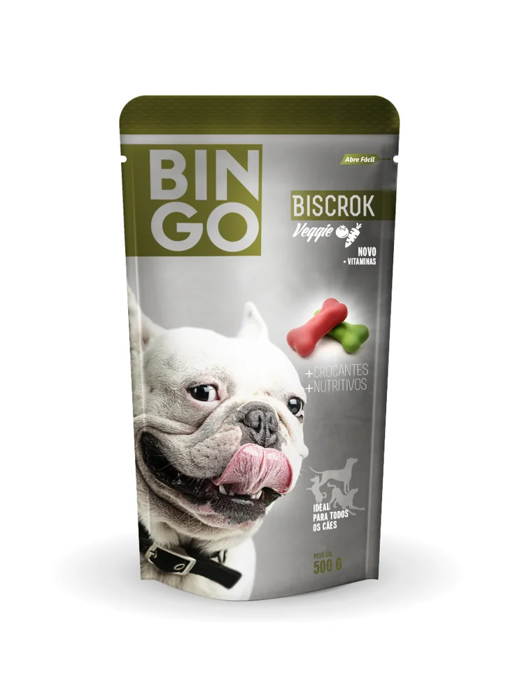 Bingo Biscrok Veggie Dog Food Nutritious Crocantes Green Red