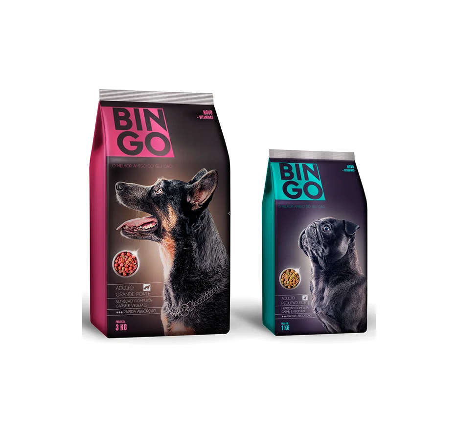 Bingo Dog Food Adulto Grande Forte Brown Teal Illustration