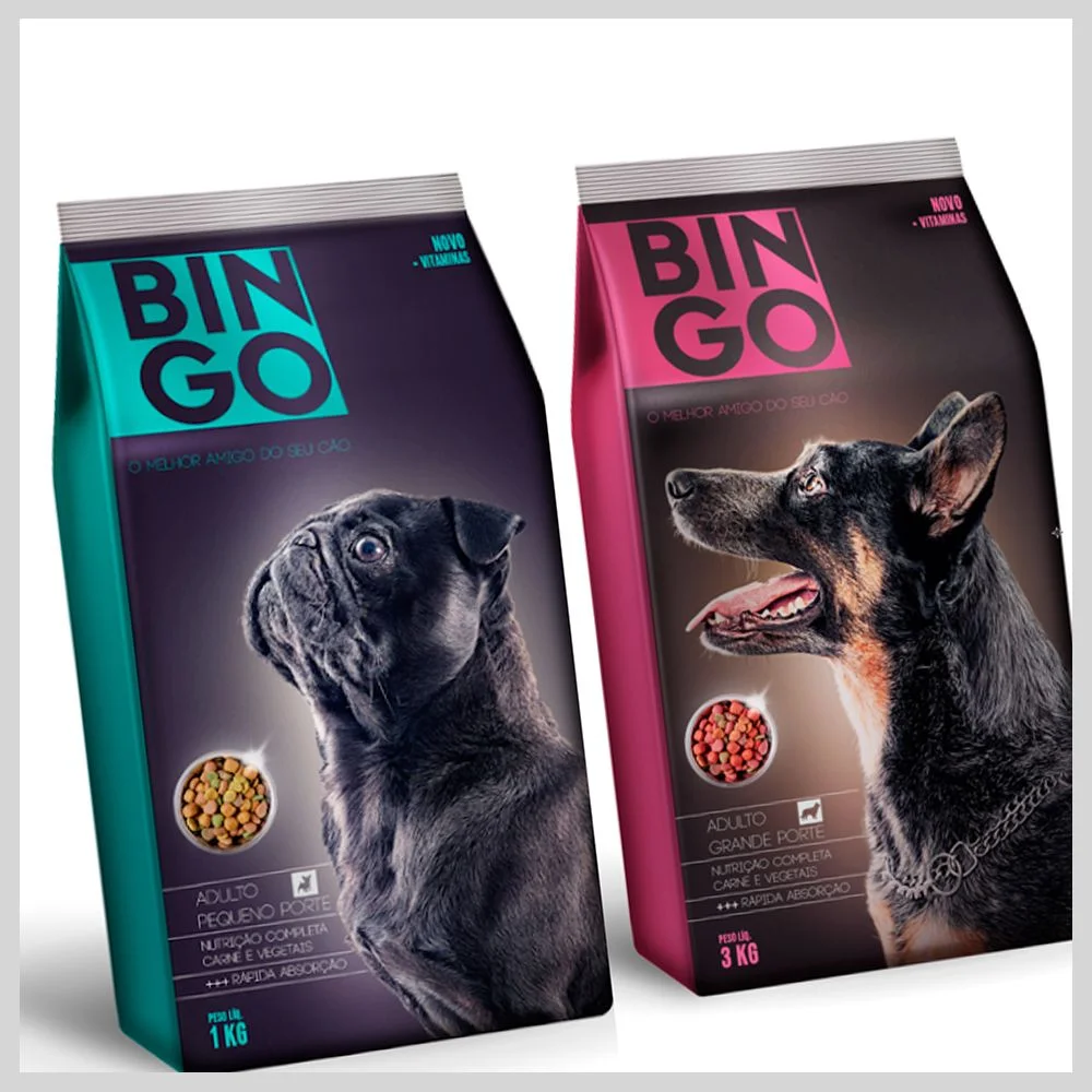 Bingo Dog Food Meat Vegetables Modern Teal Pink Illustration